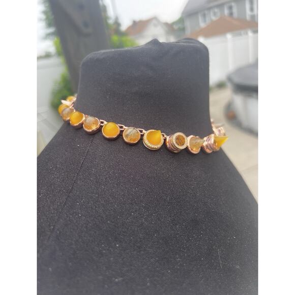 Eddie Borgo Necklace Collage Hematite & Quartz Gold Plated Cabochon Collar $800 - Picture 4 of 14